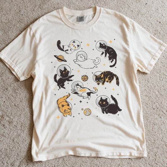 Comfort Colors Cats in Space Shirt Ivory Color Size XL