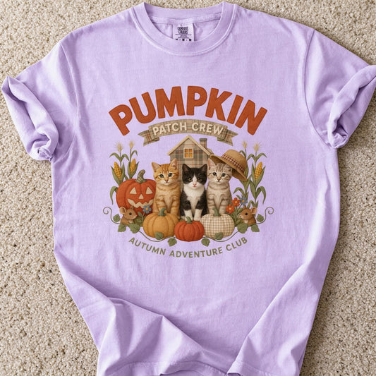 Comfort Colors Pumpkin Patch Crew Cats Shirt Orchid Color Size M