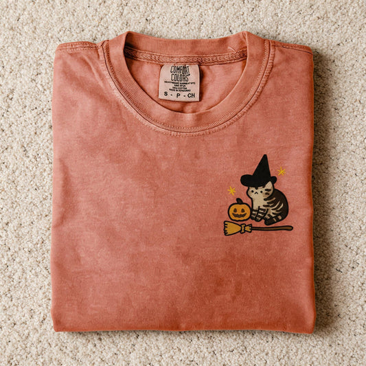 Comfort Colors Witch Cat Shirt Yam Color Size S
